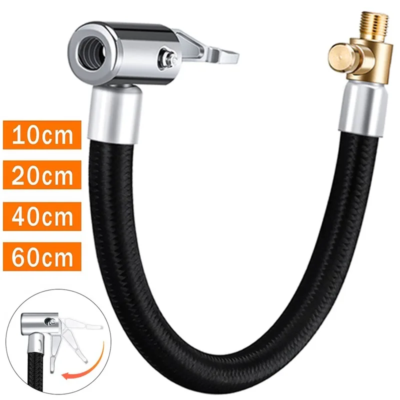 Car Tire Inflator Hose Extension Tube Adapter Air Pump Connection Hose Tyre Inflatable Air Chuck Lock Tubes 60cm 40cm 20cm 10cm