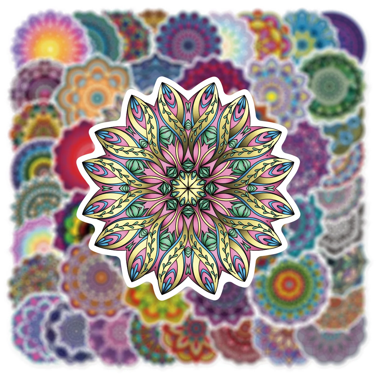 10/30/50PCS New Popular Cartoon Mandala Flower Sticker Pack Skateboard Guitar Decoration DIY Laptop Waterproof Graffiti Wholesal