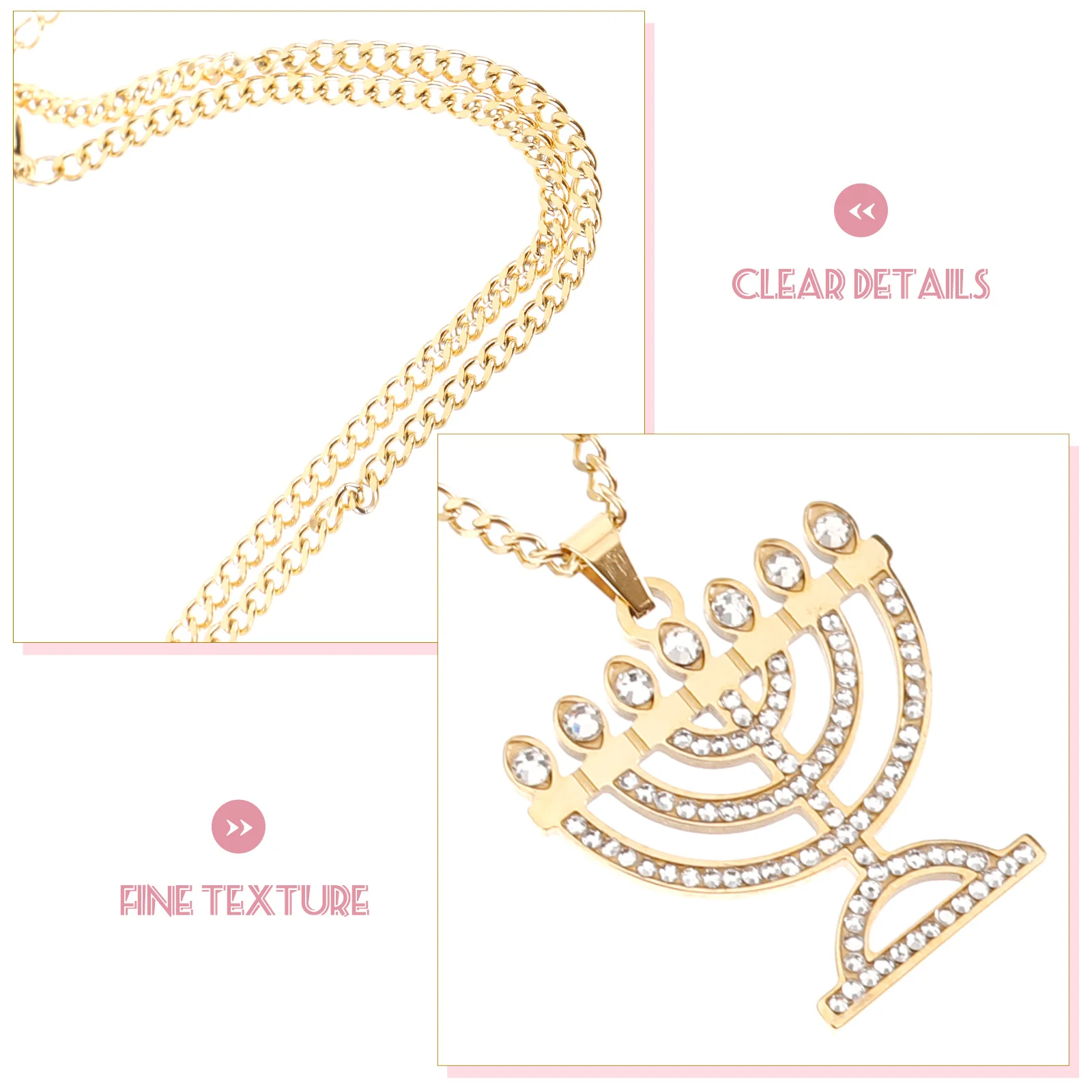 

Necklace Gold Pendants for Women Necklaces Menorah Charm Jewelry Unique Trendy Pendantnecklace