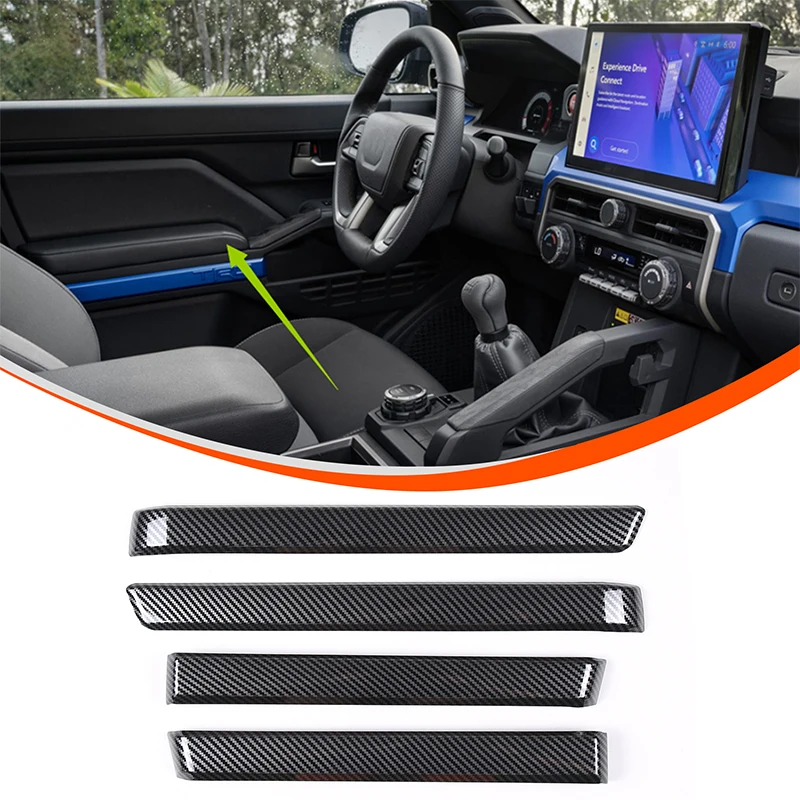 

For Toyota Tacoma 2024+ ABS carbon fiber car interior door armrest decorative strip sticker car protection accessories 4Pcs