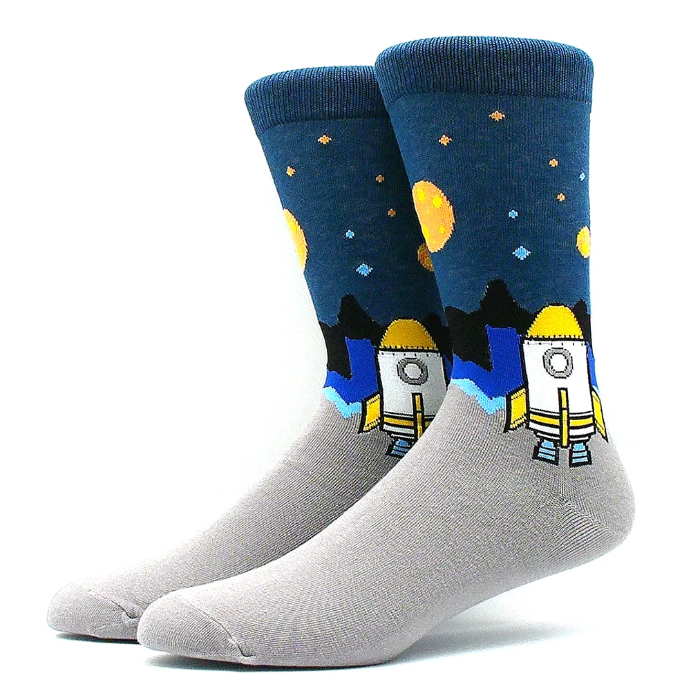 Happy Funny Socks Men\'s and Women\'s Alien Sheep Pattern Sokken Diversidos Jacquard Calcetines Unisex Hip Hop Skateboarding Socks