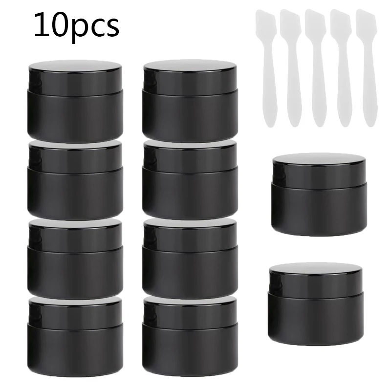 

10pcs 20g/50g Refillable Black Glass Face Cream Jar Lotion Body Butter Makeup Containers Round Eyeshadow Cosmetics Bottle