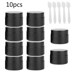 10pcs 20g/50g Refillable Black Glass Face Cream Jar Lotion Body Butter Makeup Containers Round Eyeshadow Cosmetics Bottle