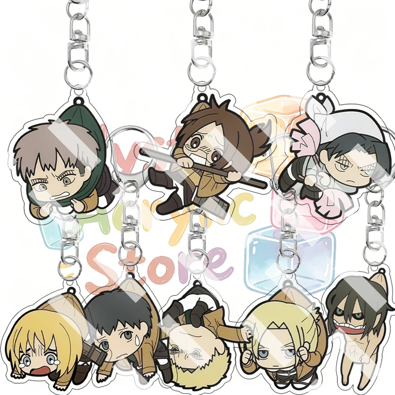 Porte-clés en acrylique mignon et amusant, personnage d'anime de l'Uniforme du 1er Escouade de Reconnaissance de l'Attaque des Titans, pendentif de sac à suspendre, accessoire mignon