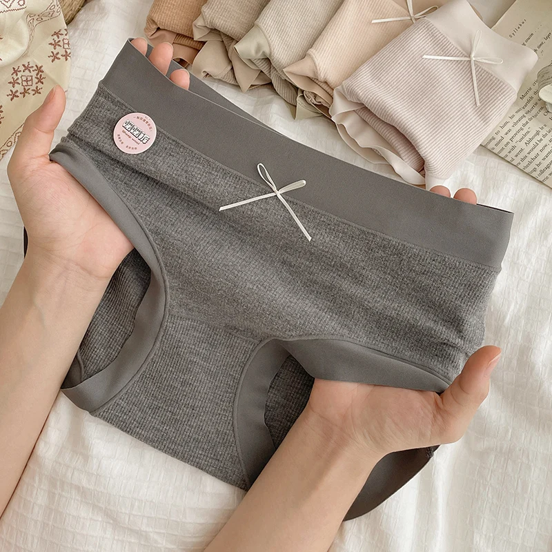 Untouched Underwear For Women In Autumn/winter Brushed Hair For Warmth Warmth 2024 New Mid Waist Threaded Cotton Triangle Pants