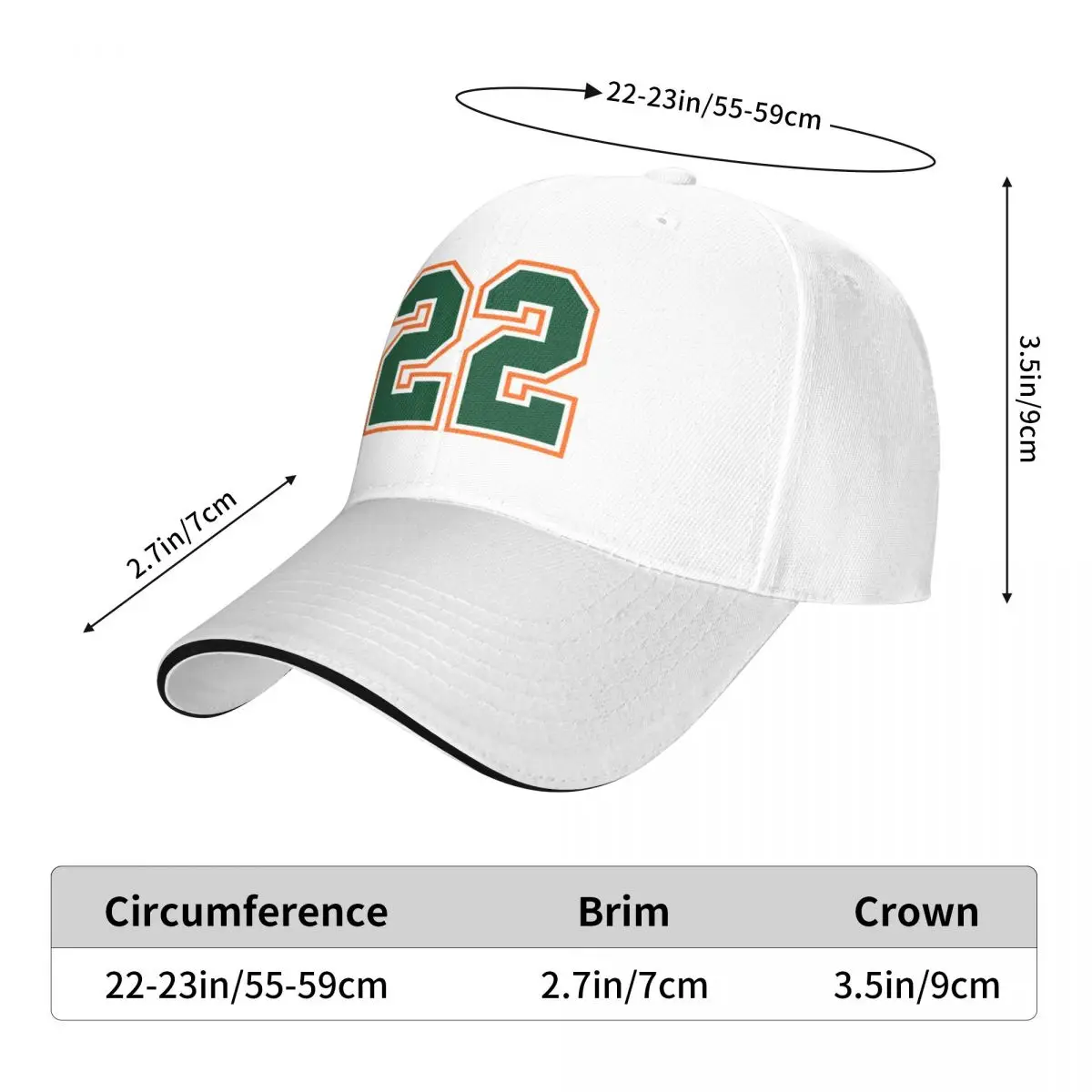 22 Jersey Number Number twenty-two Straight From Miami Baseball Cap Hat Beach hiking hat Boy Child Women's