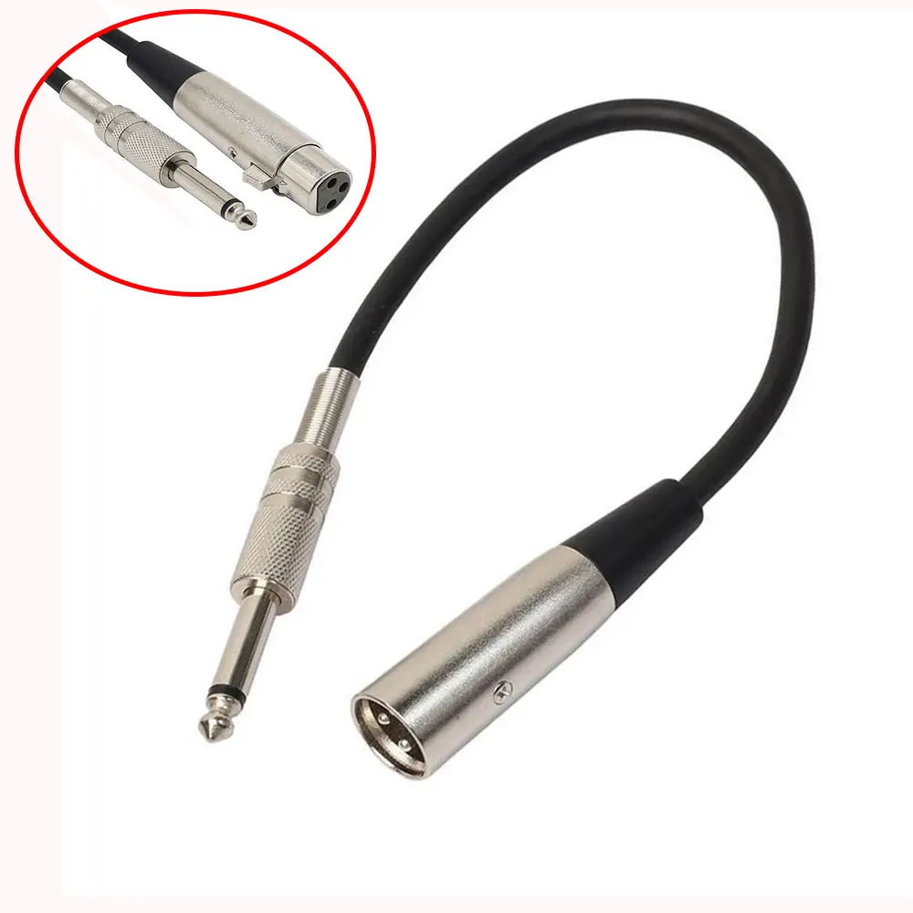 

1/4 6.35mm Jack Male Plug to 3-Pin XLR Female/Male TRS Audio Cable Mic Adapter Cord for Microphone Speaker Amplifier