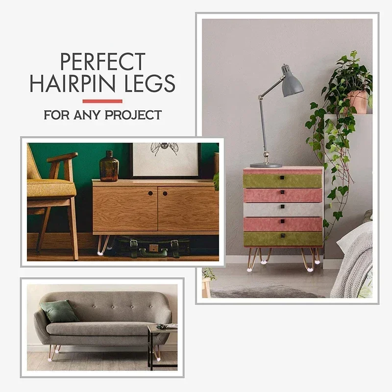 yes4Pcs 6 Inch Gold Hairpin Legs Protectors for Furniture Legs Sofa Cabinet Furniture Leg Feet Coffee Tea Bar Stool Chair