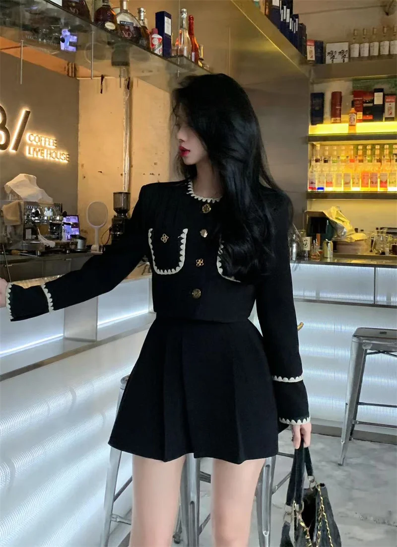Elegant Fashion Set Women's Autumn Outerwear Skirt Two-Piece Suite Sweet And Spicy Small Fragrance Style High-End Feeling