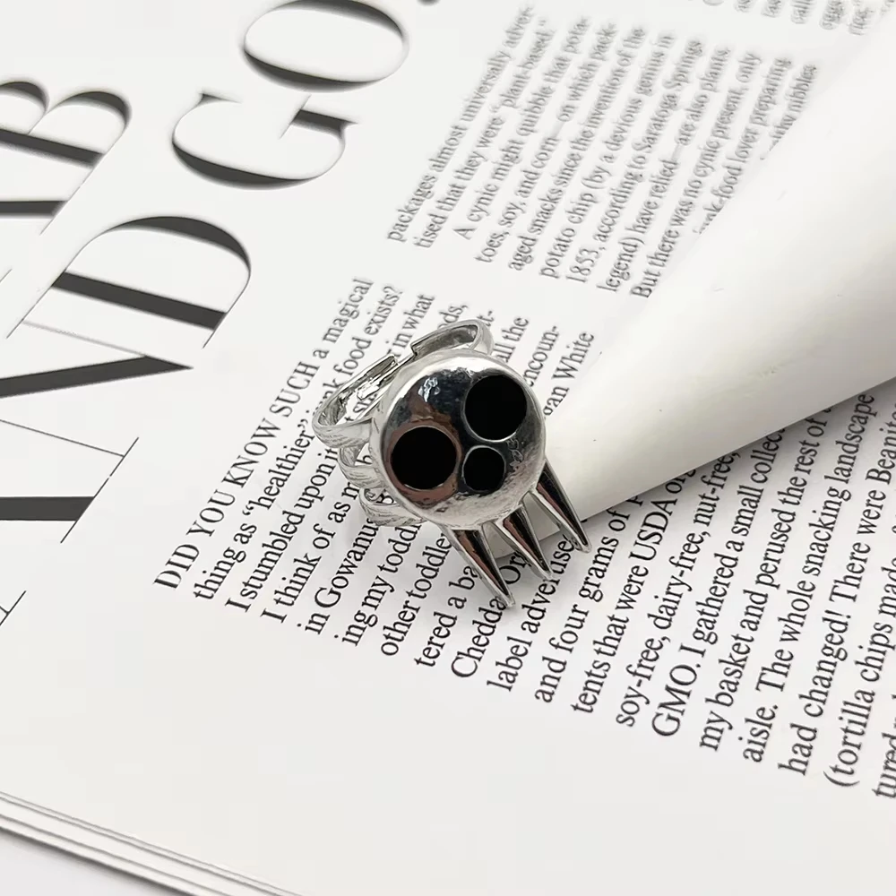 Anime Soul Eater Death the Kid Skull Ring Cosplay Alloy Adjustable Finger Rings Adult Hip Hop Fashion Party Prop