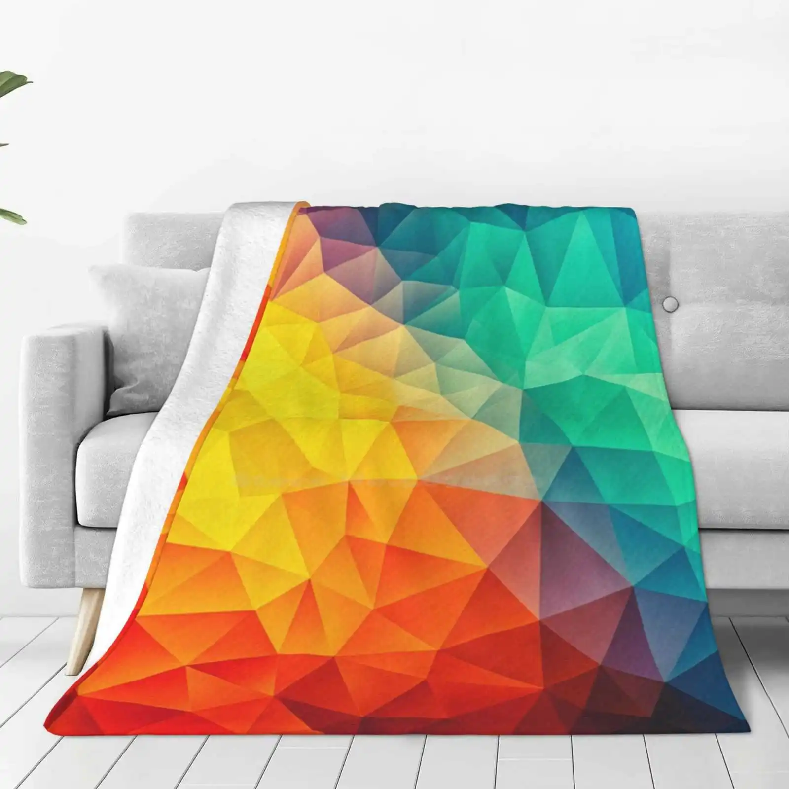 Abstract Multi Color Cubizm Painting Super Warm Soft Blankets Throw On Sofa/Bed/Travel Colorful Rainbow Purple Pink Turquoise