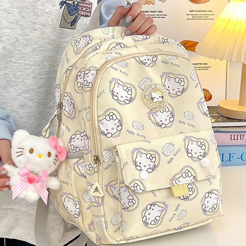 

Cute Sanrio Cartoon Backpack for Girl Hellokitty Cinnamoroll Full Print Waterproof Bag Multi-Pocket Casual School Travel Daypack