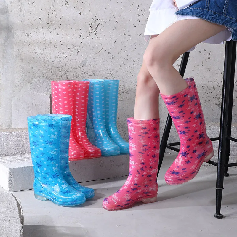 PVC Rain Boots for Female Adults Anti Slip Wear-resistant Fashionable  Rain Shoes  Water Shoes Botas De Lluvia  Botas De Mujer