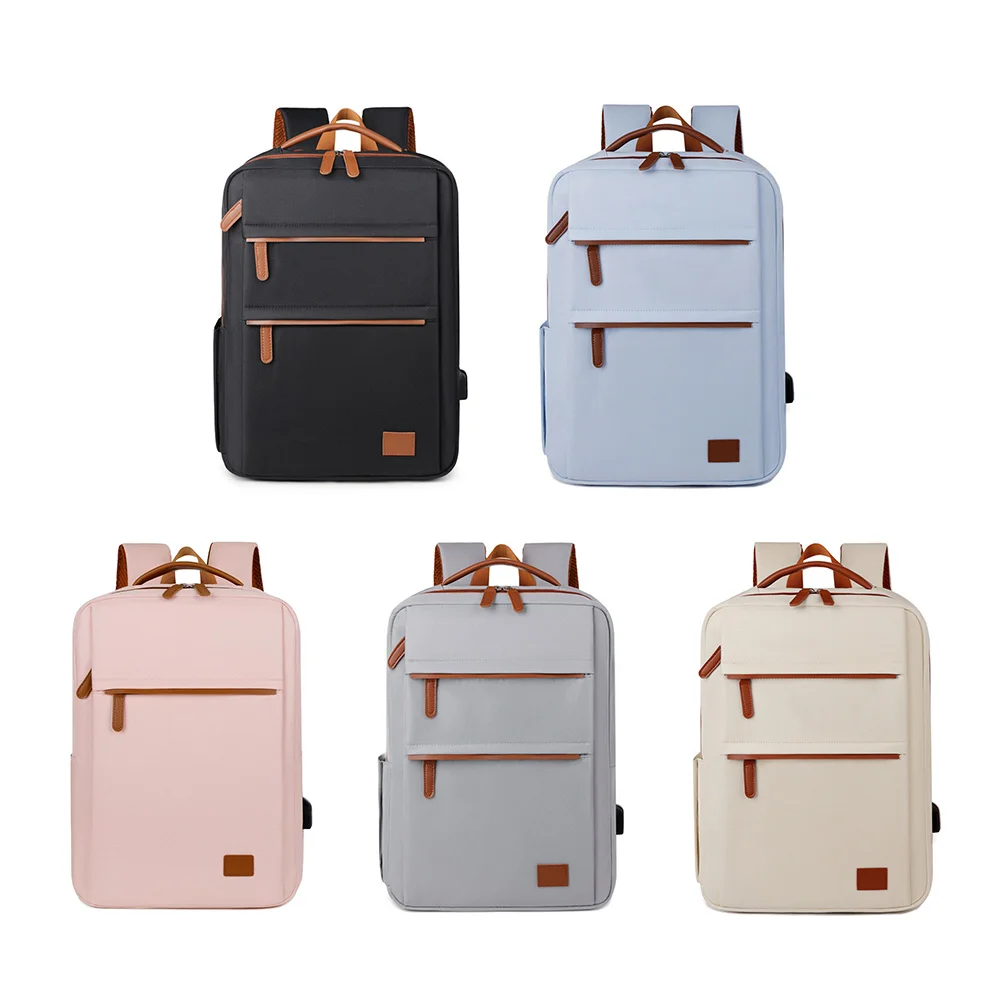 

Fashion USB Charging Port Backpack Multiple Pockets Multi-function Computer Bag Zipper Oxford Fabric Student Schoolbag Business