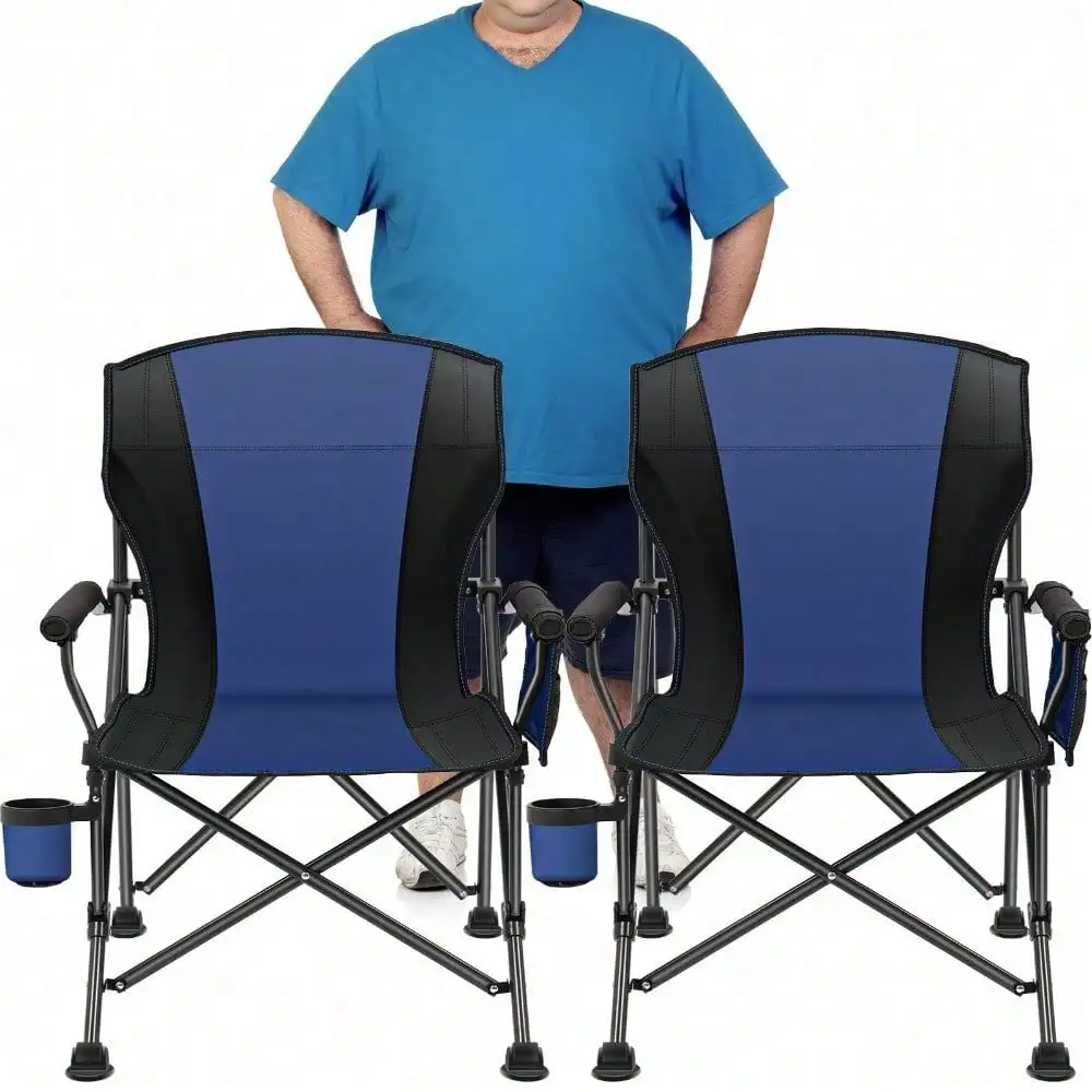 Oversized Folding Camping Chairs 450 LBS Heavy Duty 2 Pack