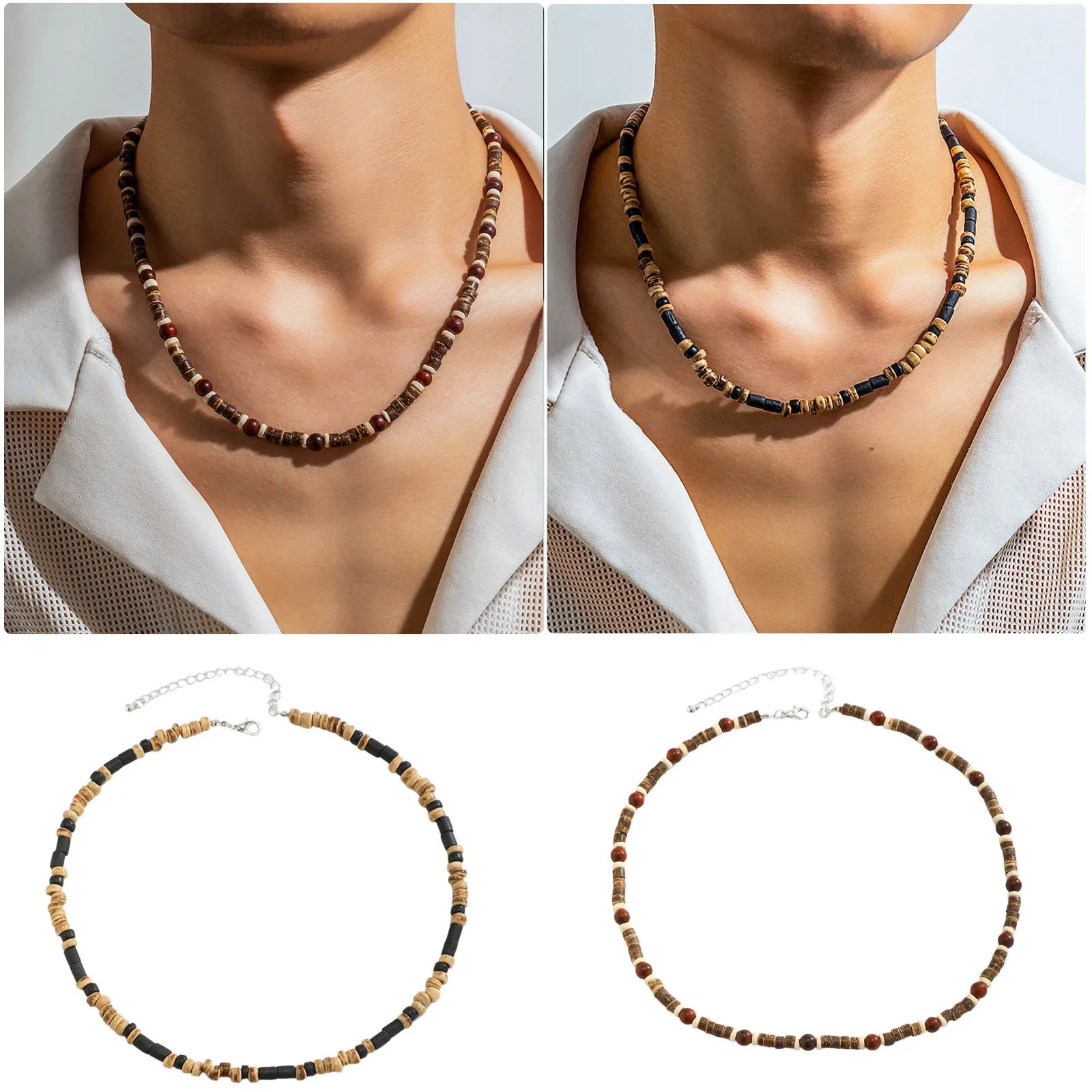 Стильное богемное мужское ожерелье для мужчин, летнее пляжное ожерелье для мужчин, белое пляжное ожерелье