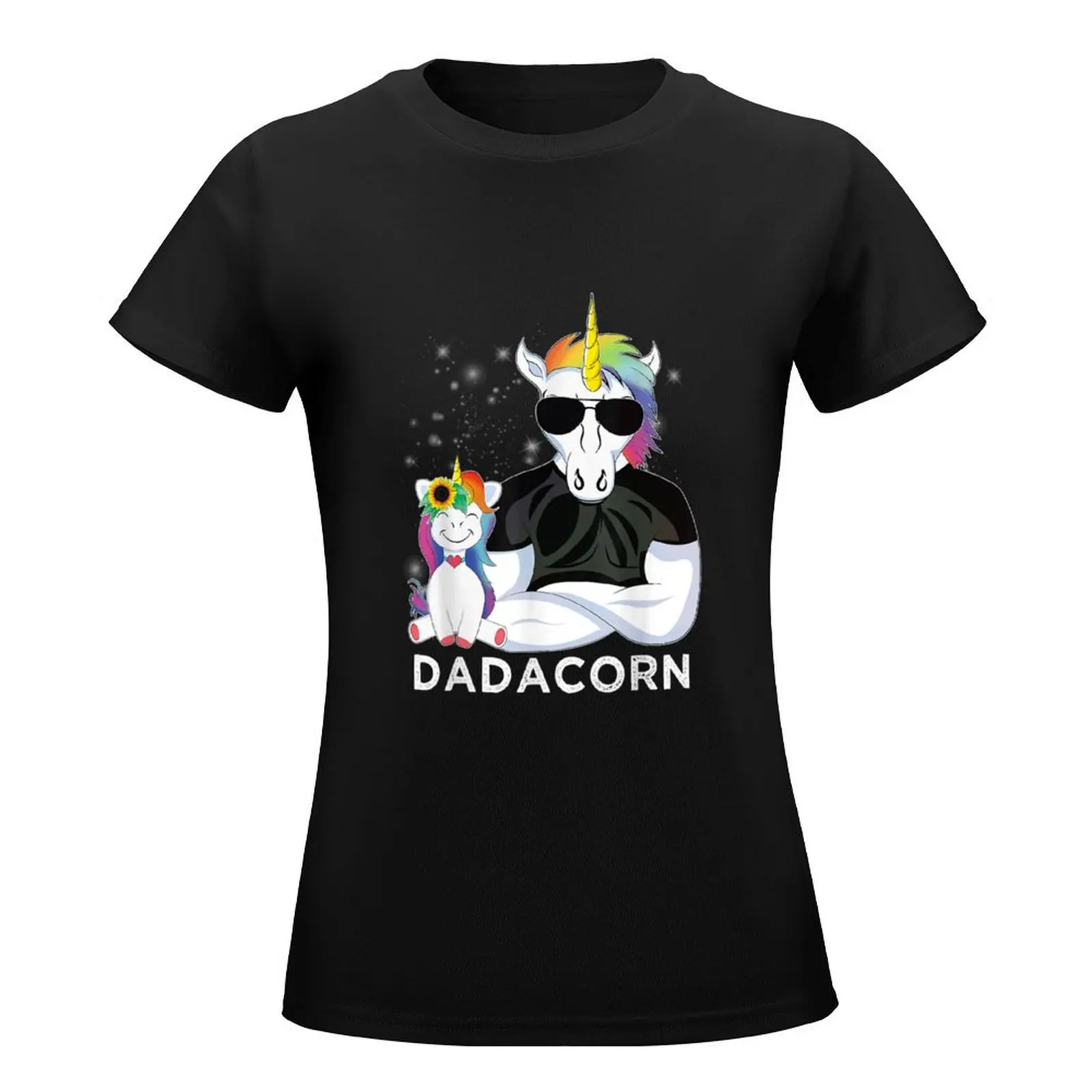 Dadacorn Muscle Unicorn Dad Baby Daughter Fathers Day T-Shirt funny cute clothes summer top funnys Women's summer blouses 2024