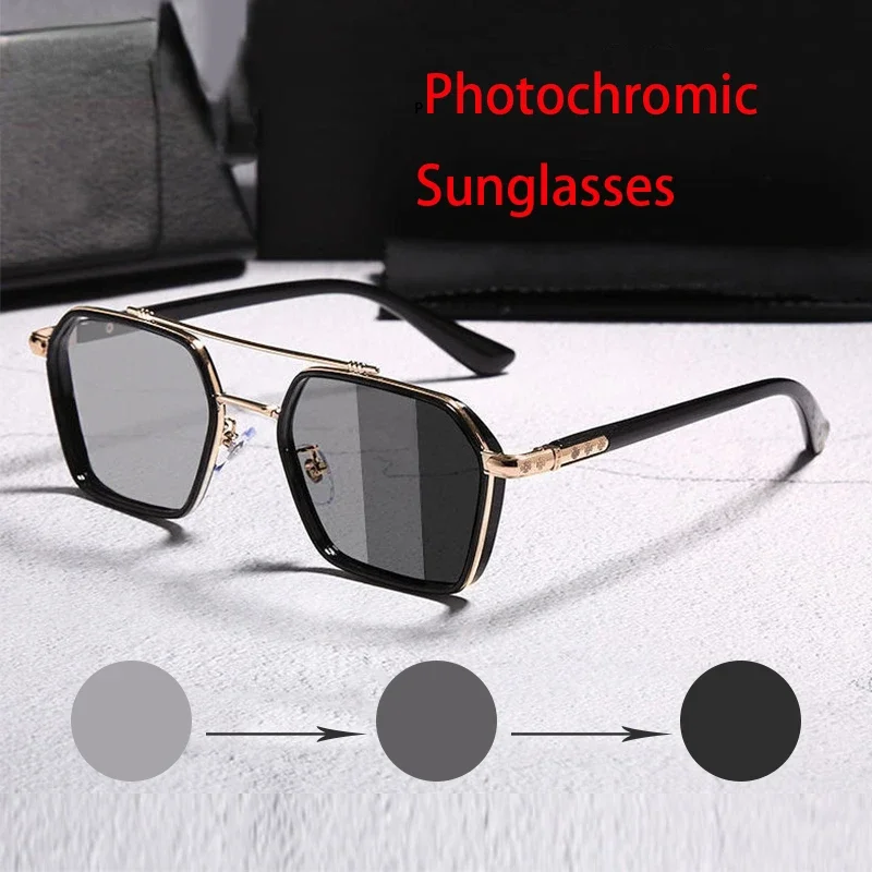 Retro Design Intelligent Photochromic Sunglasses for Men Professional Day Night Driver Sunglasses Vintage Luxury Glasses UV400