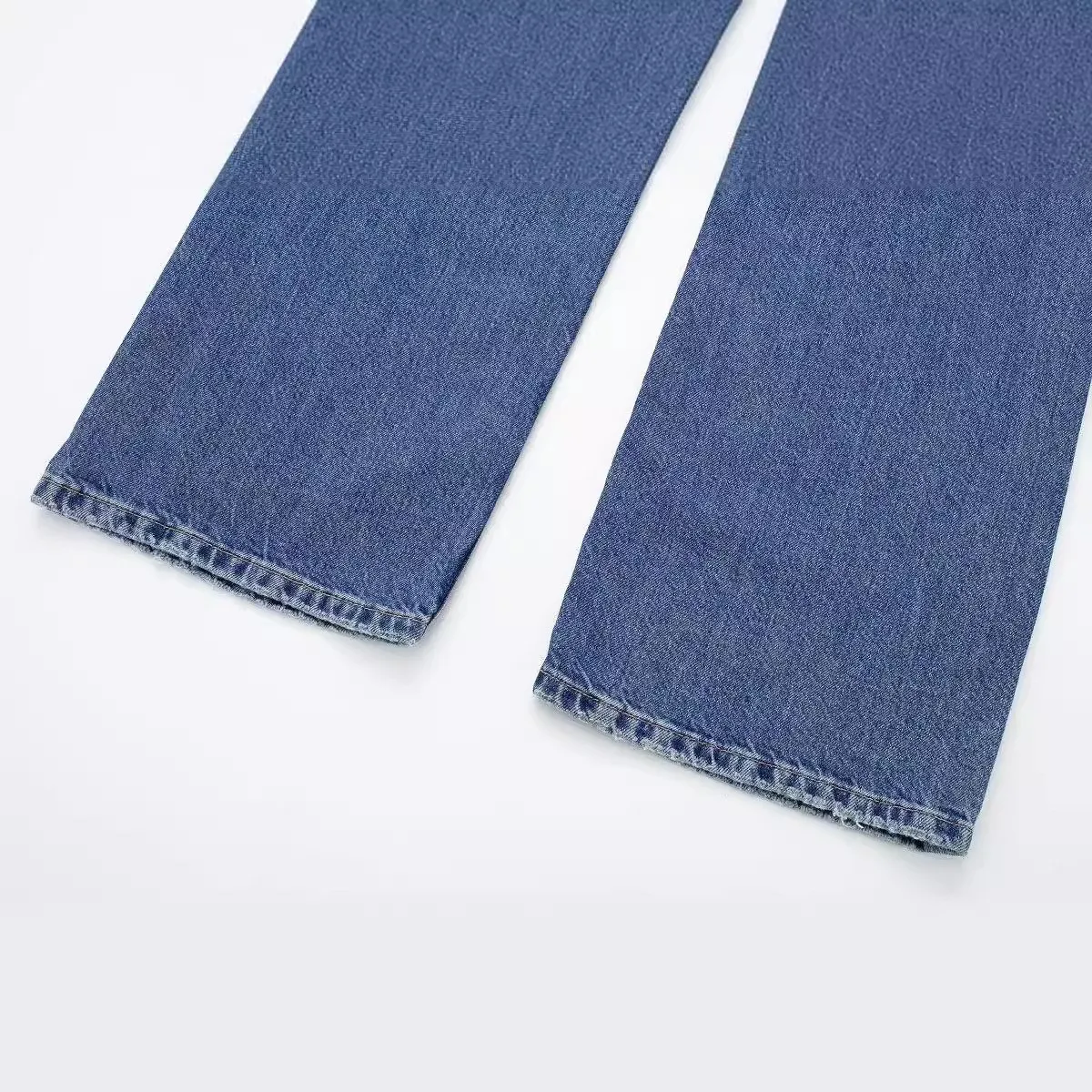 Patchwork Straight Leg Pants Straight Cut Streetwear with Medium Weight Long Pants No Stretch High Waist Summer Women Jumpsuit