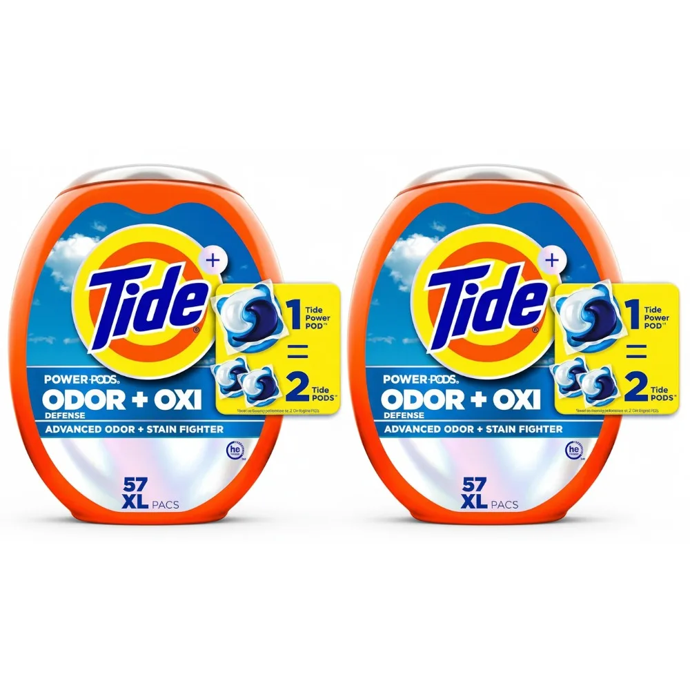 

Advanced Odor & Stain Fighter Laundry Detergent Pods, 57 Count Pack of 2, Cold Water Safe for Families