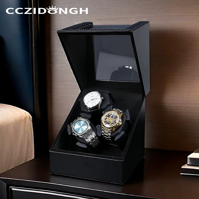 

CCZIDONGH 3+0 Slot Automatic Watch Winder Black Walnut Wood Texture Cover Opening Emergency Stop Function Watch Storage Box