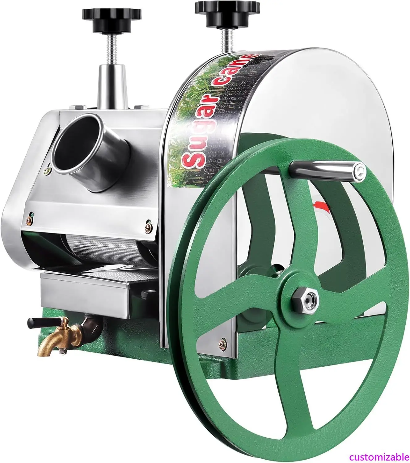 

Соковыжималка для сахарного тростника большой емкости из нержавеющей стали: выход 110 фунтов в час с 2-дюймовым отверстием подачи