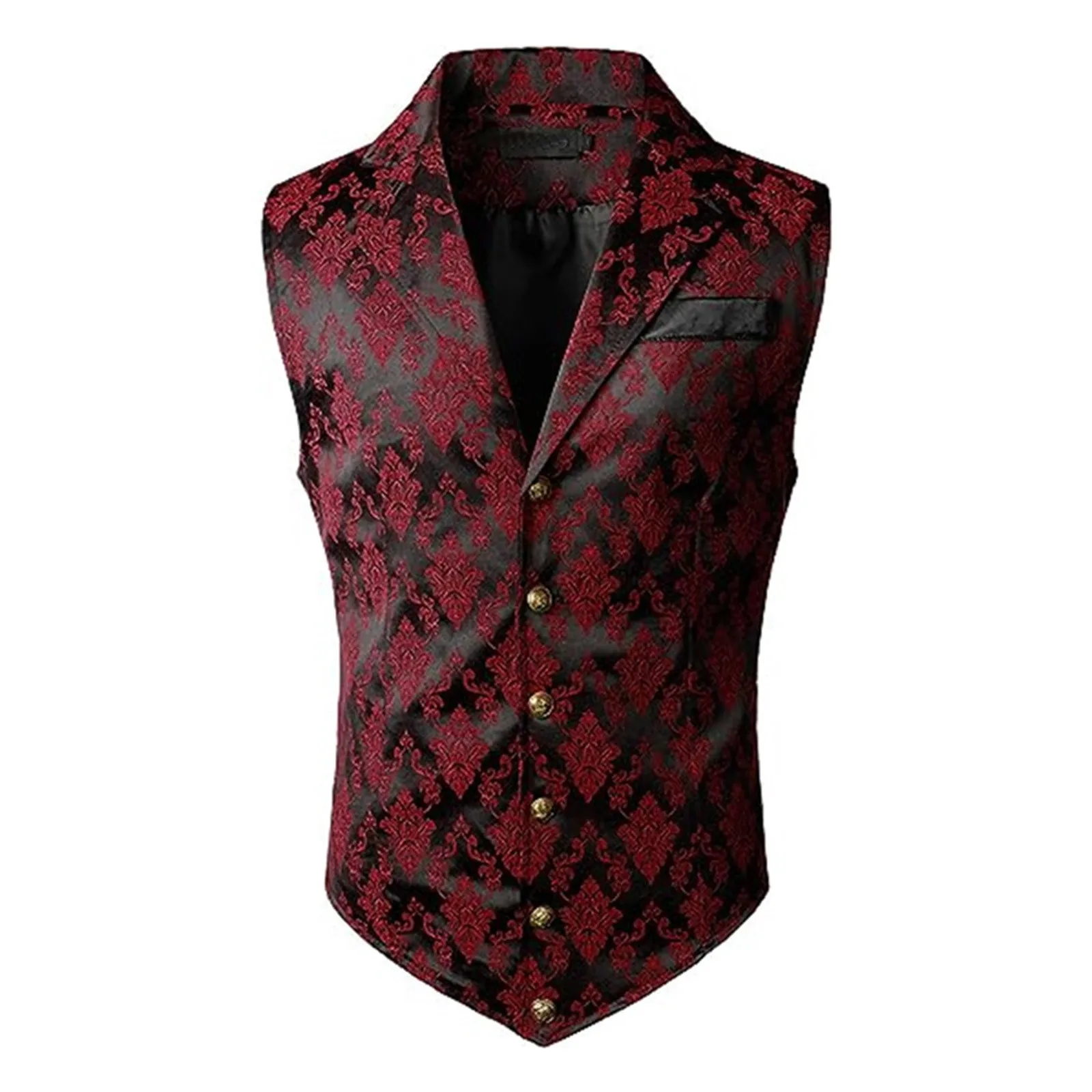 Mens Formal Gothic Steampunk Victorian Single Breasted Vest Men's Vintage Suit Vest Fashion British Vintage Casual Suit Slim Ves