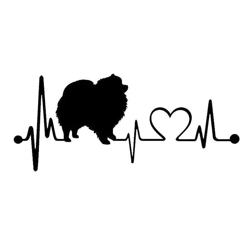 

70036# 20x8.5cm Pomeranian Heartbeat Lovely Dog Funny Car Stickers Styling Waterproof Sunscreen Decal Vinyl Decal