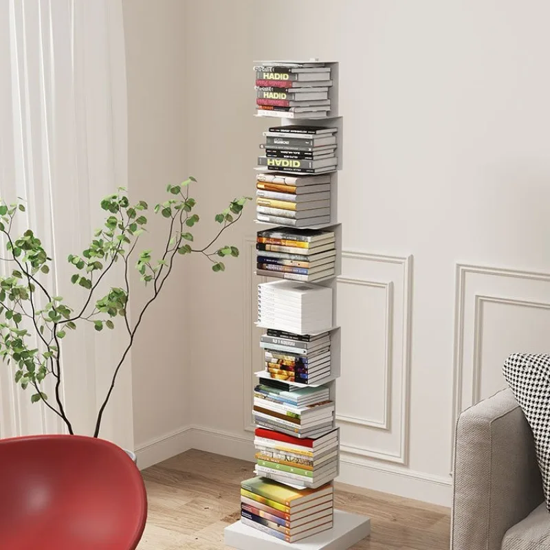 Creative personalized stainless steel corner suspension floor bookshelf small apartment living room wall bookcase