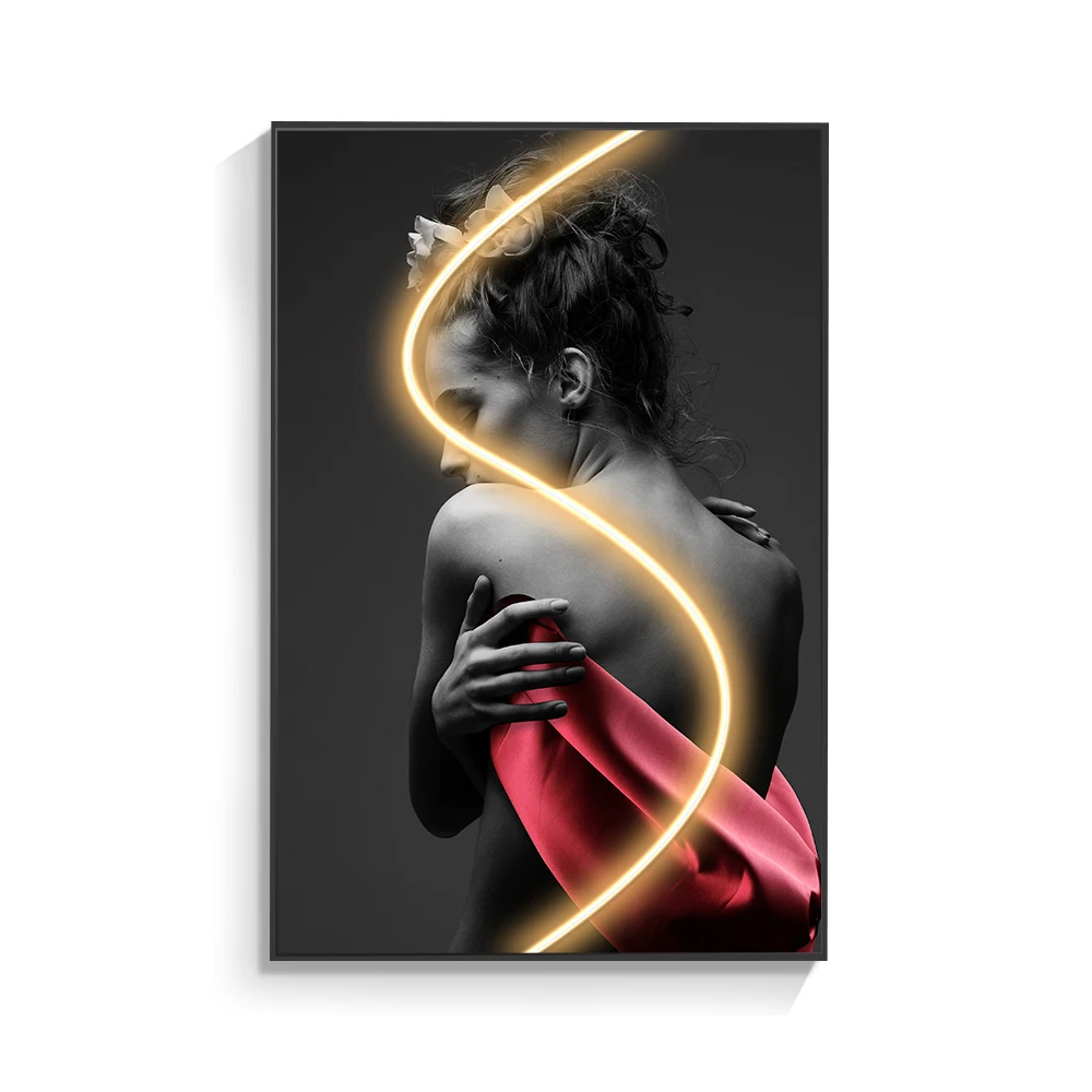 Modern Art Beautiful Woman Painting Led Light Painting Home Soft Decorative Porch Corridor LivingRoom Sofa Background Wall Decor