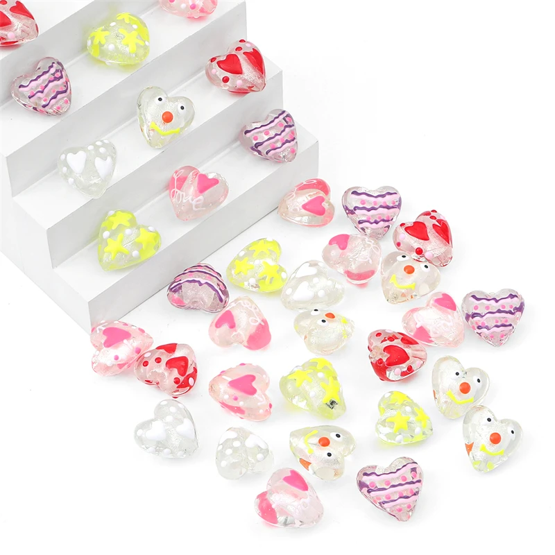 1Pcs 20x20mm Fashion Cute Handmade Lampwork Glass Heart Beads Charm Pendant for Necklace Earring DIY Jewelry Making Accessories