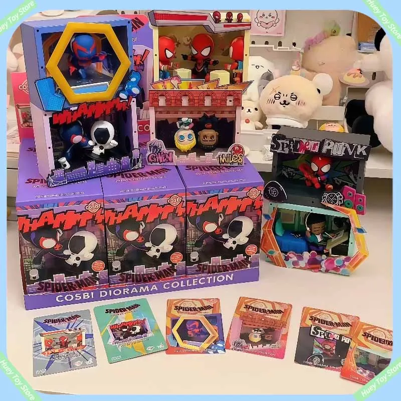 

Original Cosbi Diorama Hot Toys Blind Box Across The Spider Man Action Figure Pointing Mystery Box Children Toys Birthday Gift