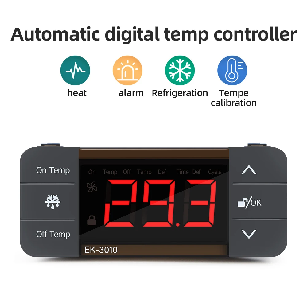 220V Digital Temperature Controller EK-3010/EK-3020/EK-3030 Refrigerator Refrigeration Defrost Thermostat Sensor