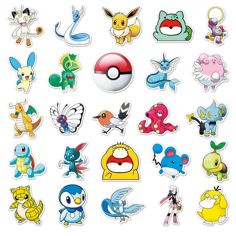 50PCS Cartoon Cute Pokémon Stickers Cell Phone Case Water Cup Luggage Notebook Electric Car Guitar Decoration Stickers Wholesale