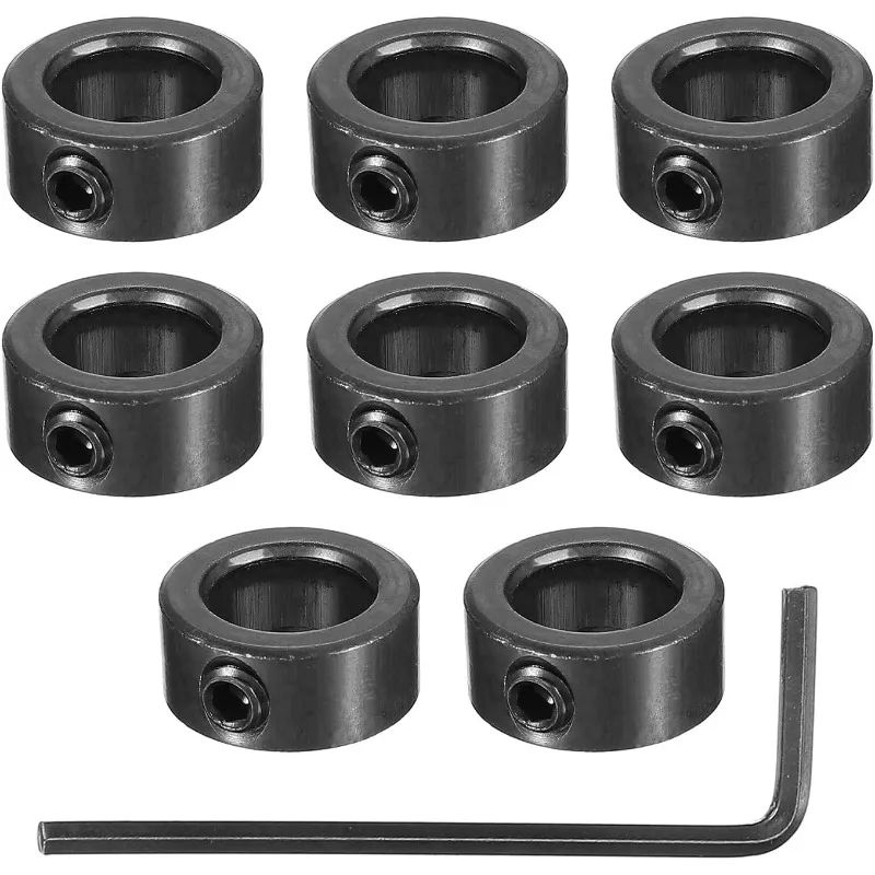 

9 PCS Depth Stop Drill Bit Collar Set Positioner Ring and Allen Wrench Tighten Stopper Set-Screws Woodworking Tool