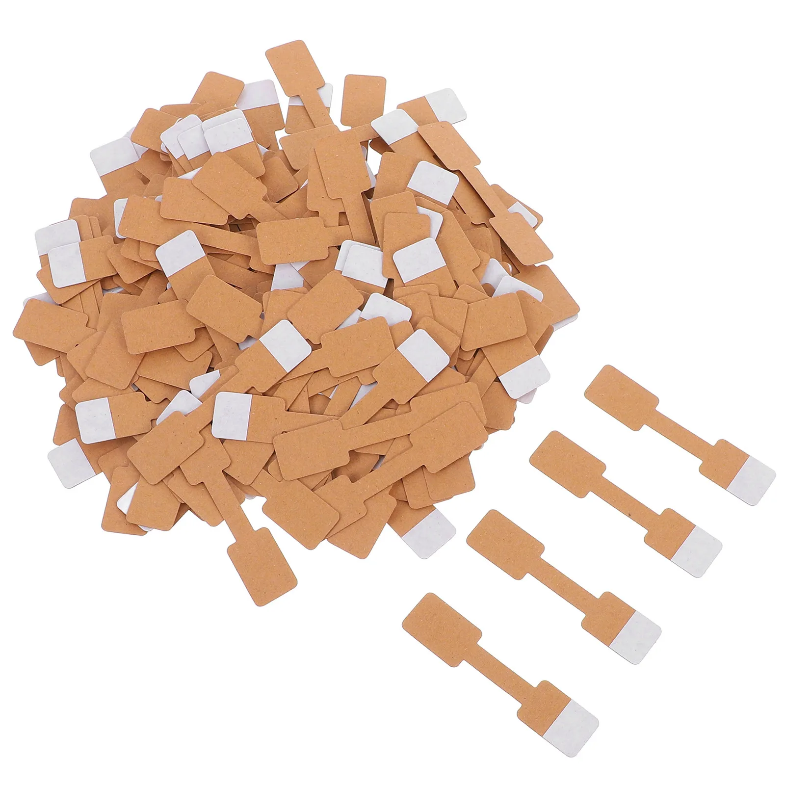 

200Pcs Blank Brown Jewelry Label Stickers Self Adhesive Price Tags Rectangle Shape for Necklace Ring Bracelet Earring Clothing