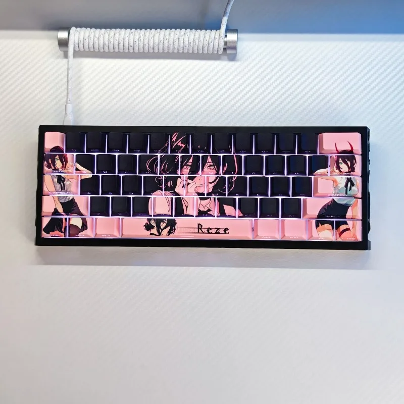 Reze Theme Anime Keycap Mechanical Keyboard Original PBT Custom Cute Keycap PC Game Keyboard Accessories Collection Gift Keycaps