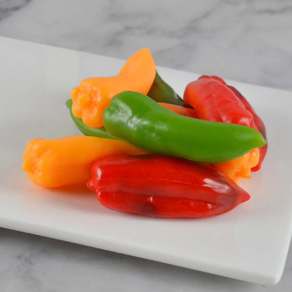 

12pcs Artificial Pvc For Home Decor Artificial Peppers Shop Display Photography Prop Fake Food Fake Pepper Ornament
