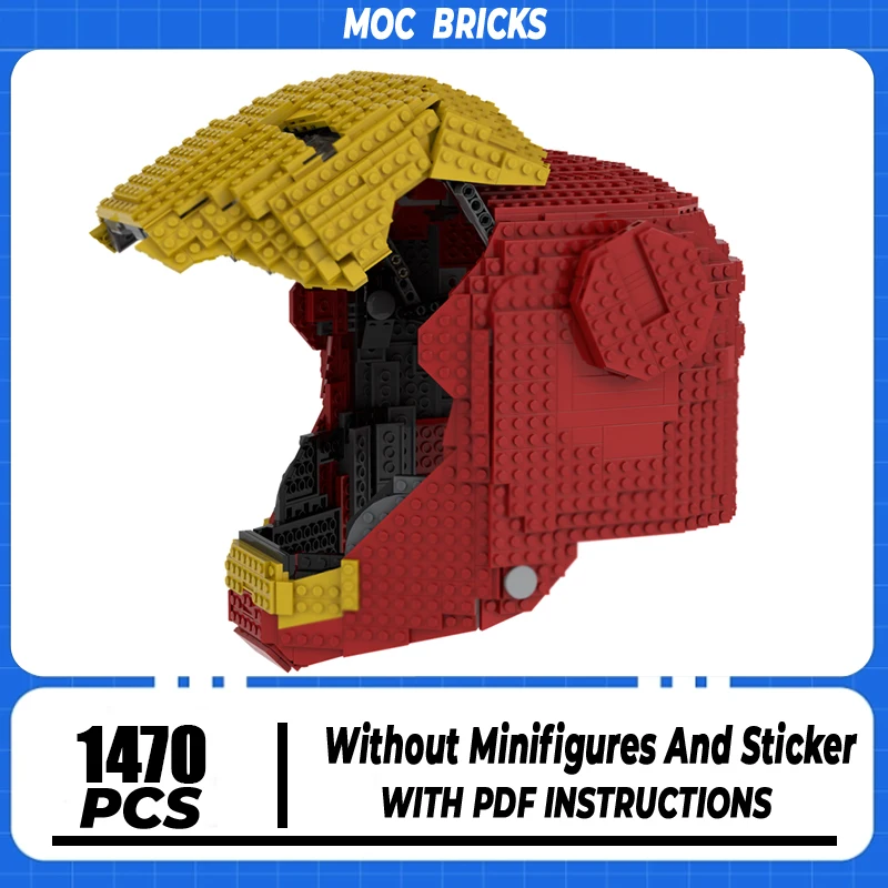 

Модель фильма Moc, строительный блок, носимый железный шлем, модель, технология, кирпич, сделай сам, сборка, модульная строительная игрушка, праздничные подарки