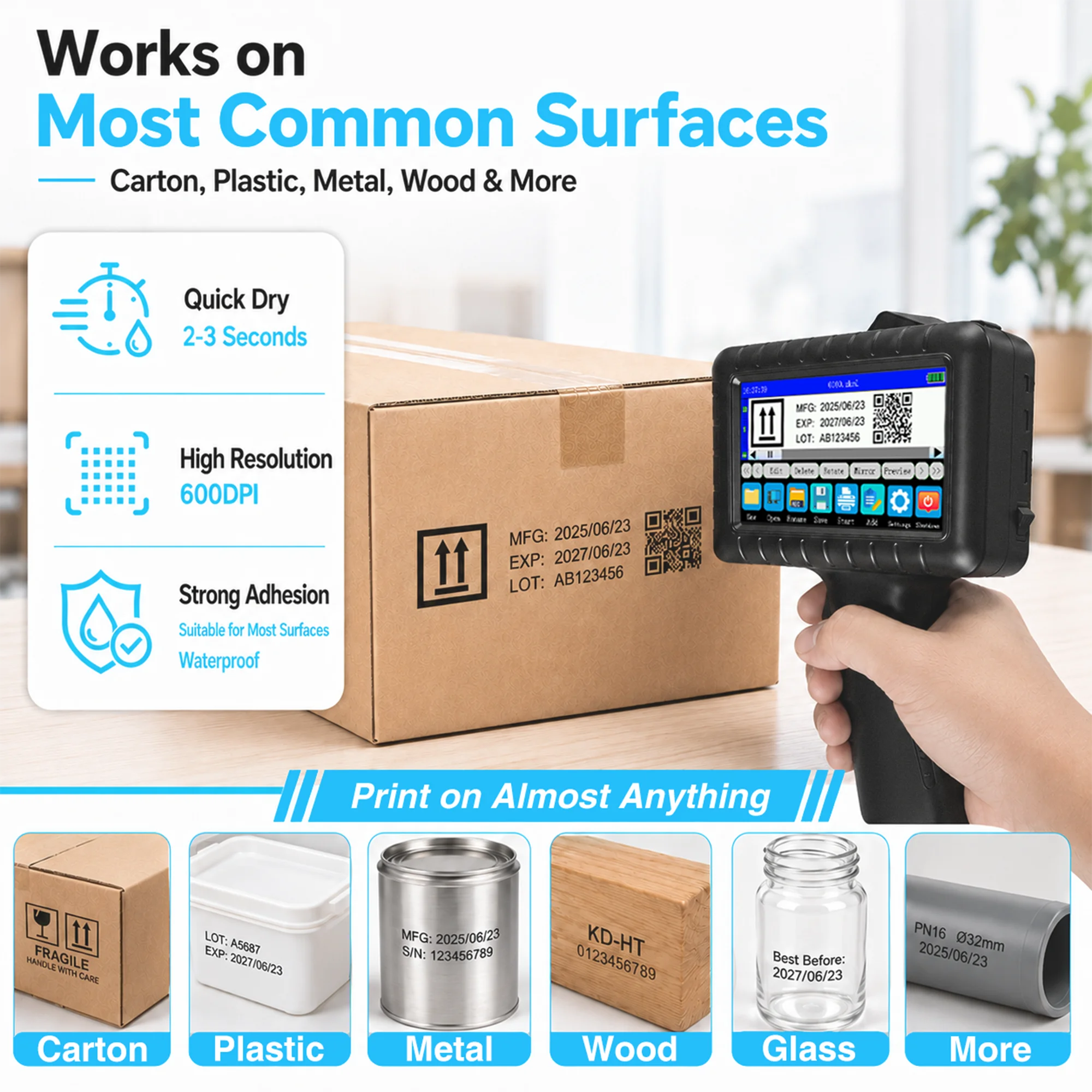 Faith 12.7mm Handheld Inkjet Printer Portable Date Batch QR Code Coding Machine
