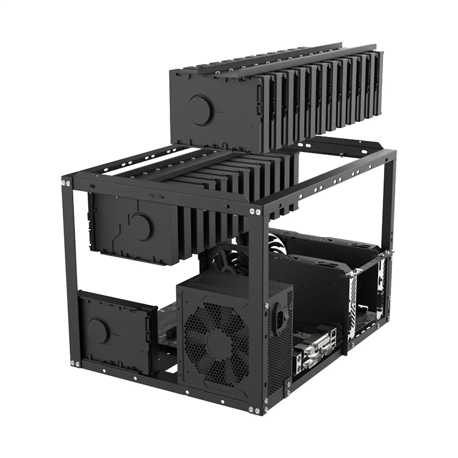 Open stackable hard drive rack supports EATX motherboard with 24 mechanical hard drive chassis PC Frame Computer Case