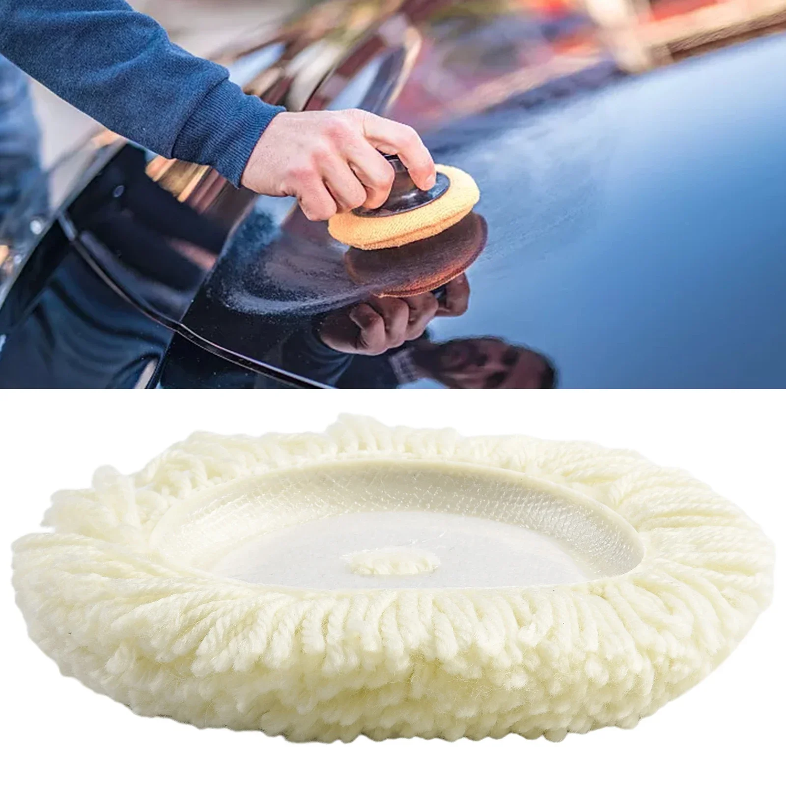 Imagem -02 - Almofada de Polimento de lã 180 mm Polegadas Almofadas de Polimento Macio Carro Veículo Limpeza de Vidro Capô Polimento Depilação Polidor Disco Polonês Ferramentas