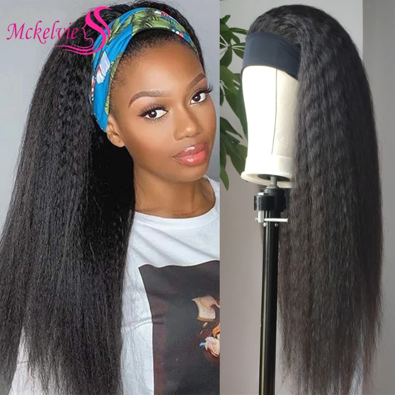 

Kinky Straight Headband Wigs Human Hair Natural Color 100% Real Remy Human Hair High Quality Wig For Black Women Soft and Silky