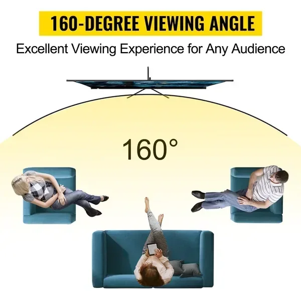 Tripod Projector Screen with Stand 80 inch 16:9 4K HD Projection Screen Stand Wrinkle-Free Height view 3