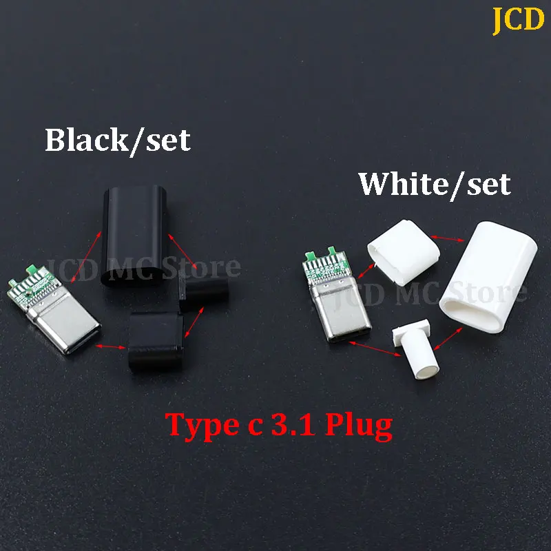 USB Connector High-Speed 3.1 Type C Positive Aad Negative Plug Male Female Head New Mold Green Board Charging Data Cable Plug