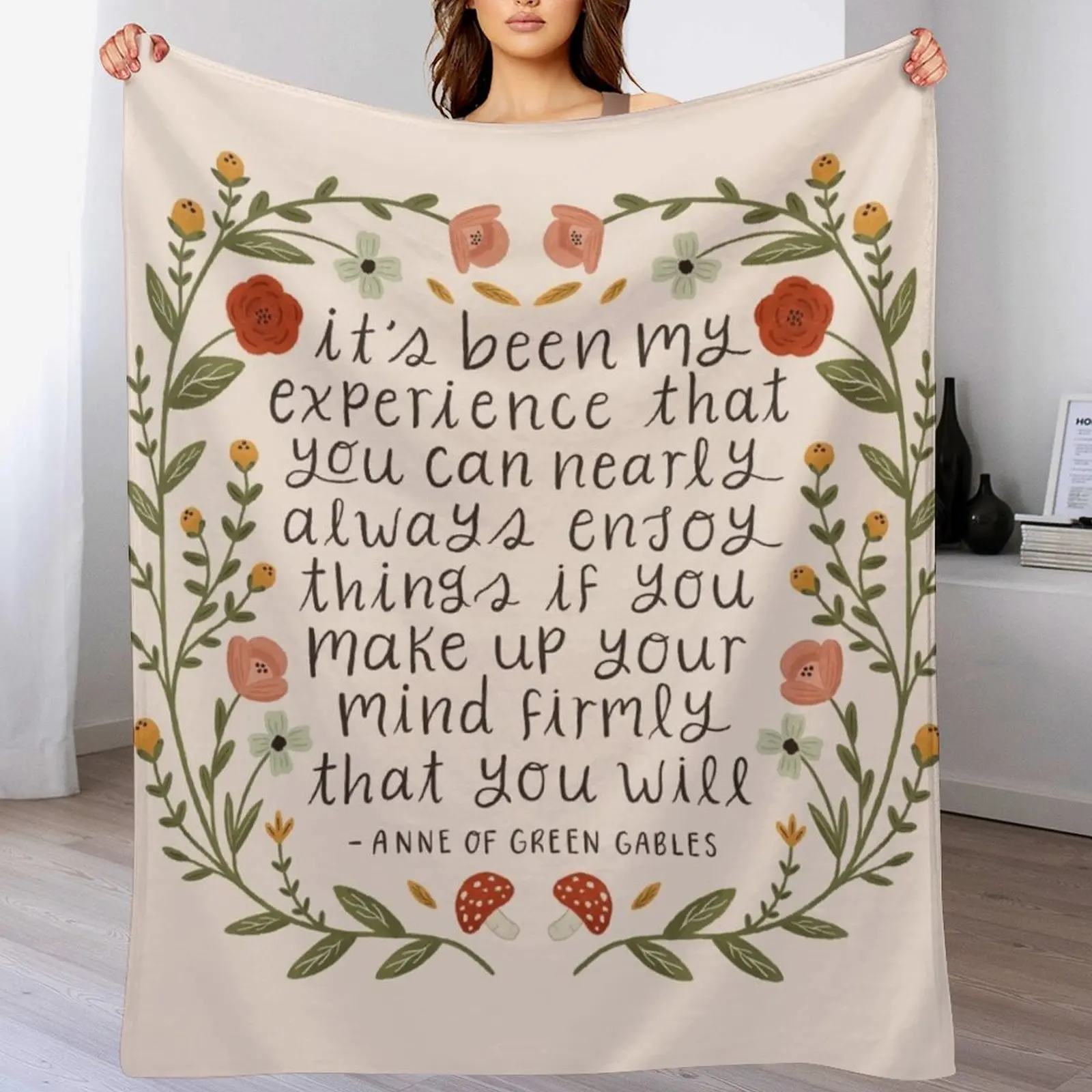 Anne of Green Gables Enjoy Things Quote Throw Blanket Soft Beds Thermal Stuffeds Personalized Gift Blankets