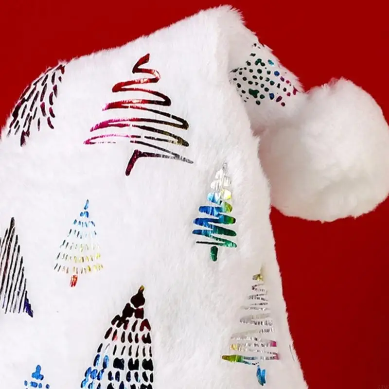 K3NF 크리스마스 모자 소프트 플러시 반짝이 반짝이 산타 모자 성인을위한 어린이 장식 사진 소품