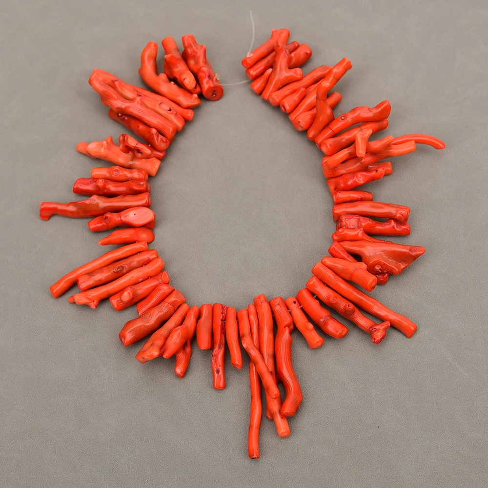 APDGG Natural Orange Coral Sea Bamboo Freedom Top Drilled Strand Loose Beads Jewelry Making DIY