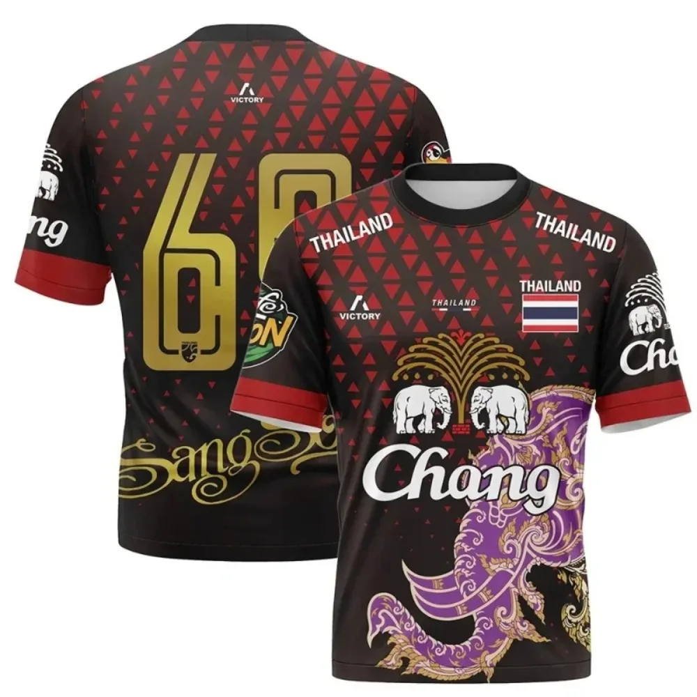 Thai-style Summer 3D Printed Summer Children's Clothing Football Jersey T-shirt Loose and Comfortable Suitable for Outdoor Wear