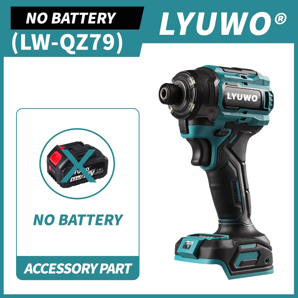 LYUWO 260NM Brushless Impact Wrench 3300RPM with 4-Speed, Quick-Change, 4 LED, Anti-Slip, Female Friendly